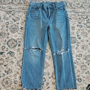 Old Navy Distressed Straight-Leg Blue Jeans